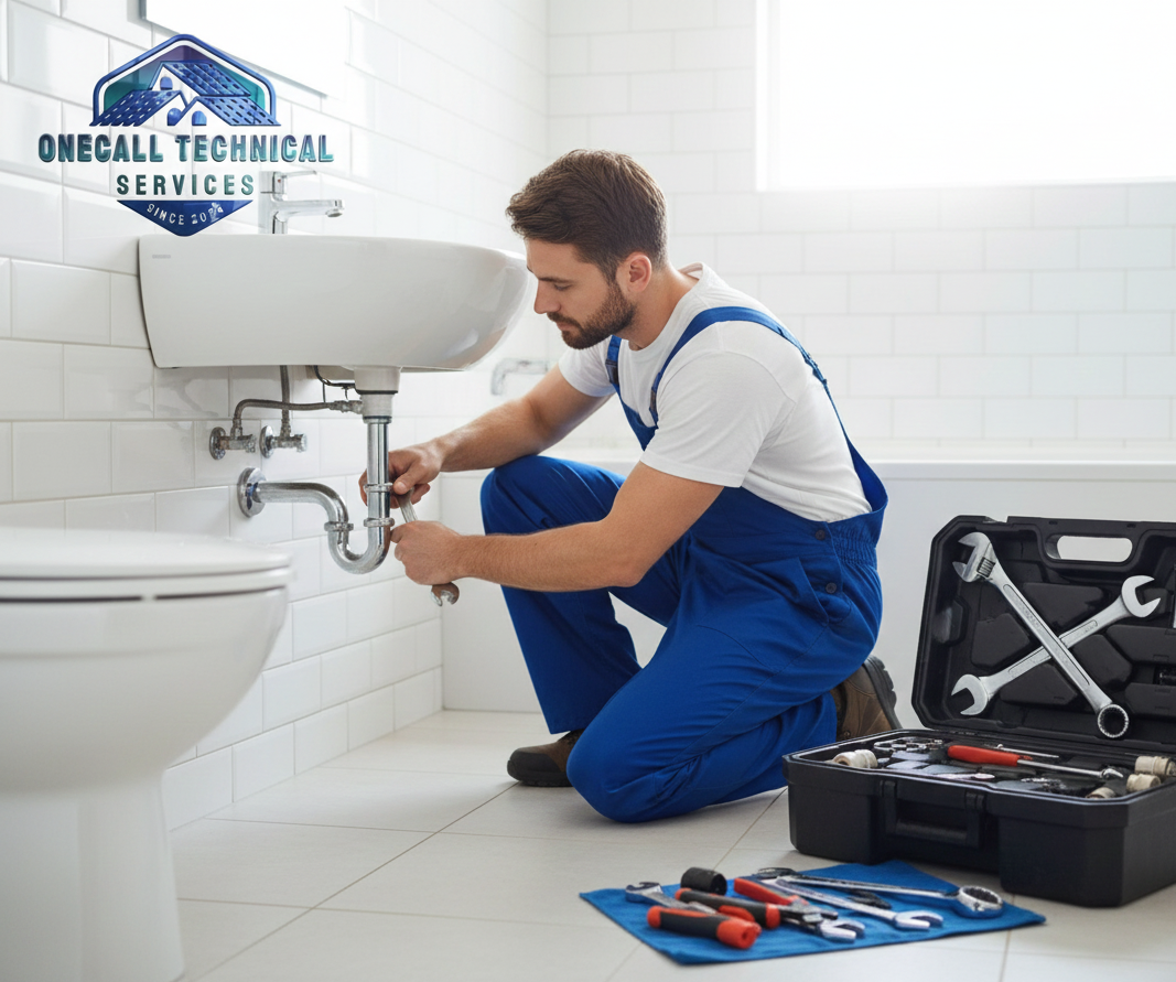 Professional technician repairing air conditioning system